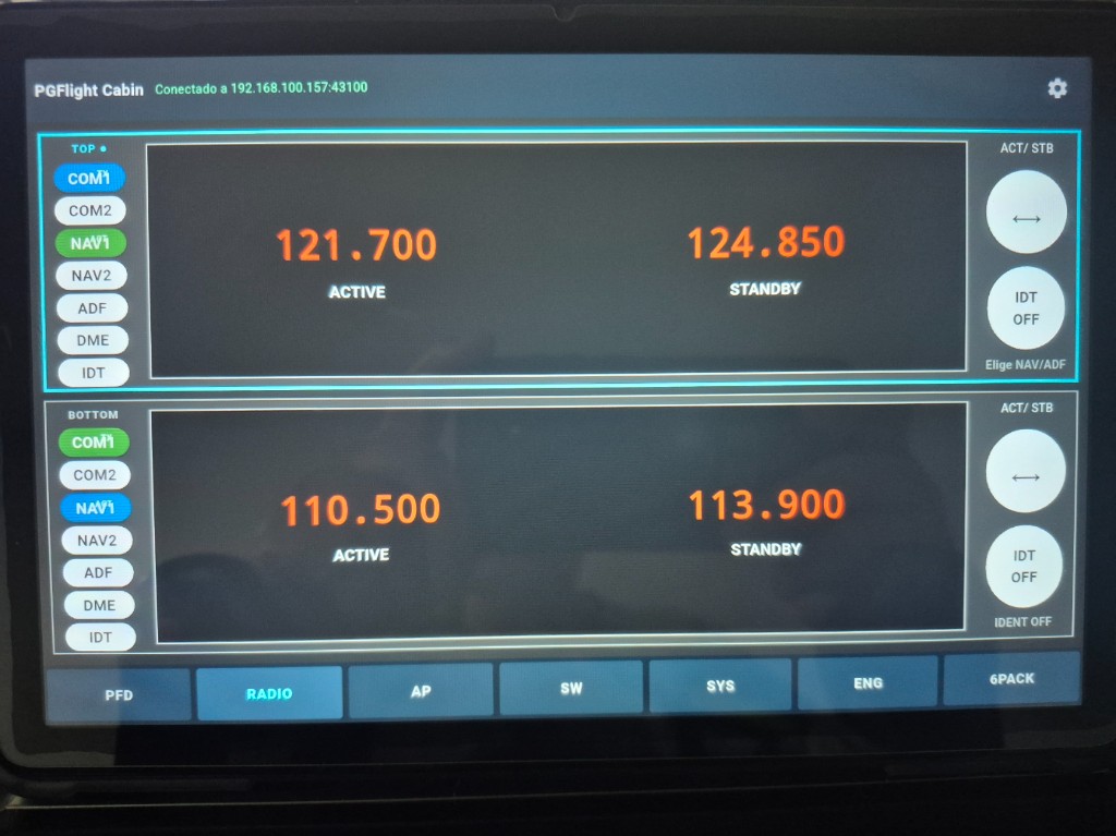 Radio stack with COM and NAV active/standby frequencies